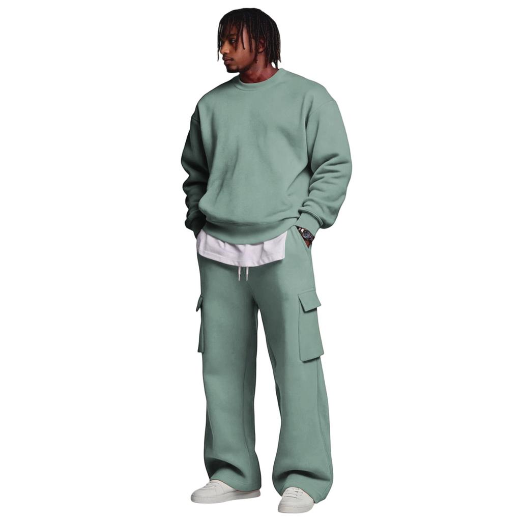 Herren Layer Sweatshirt und Cargohosen Set mit elastischem Bund