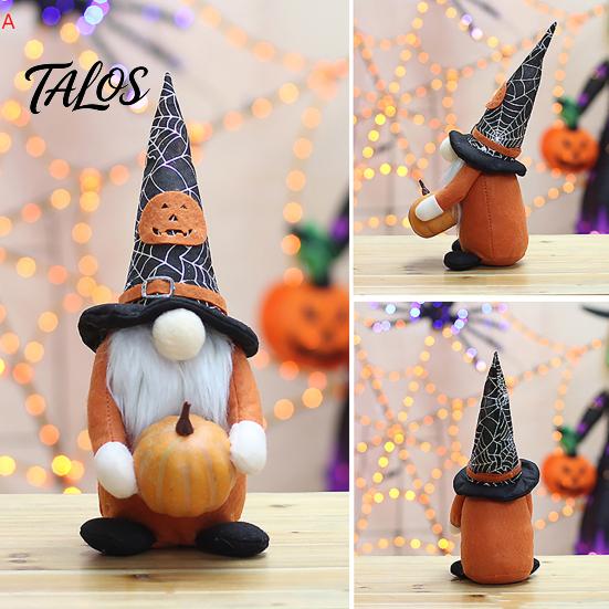 Three-dimensional Halloween Table Centerpiece Gnome Figurine, Fabric Pumpkin Bat Ornament, Faceless Doll for Tiered Tray Shelf Table, Spooky