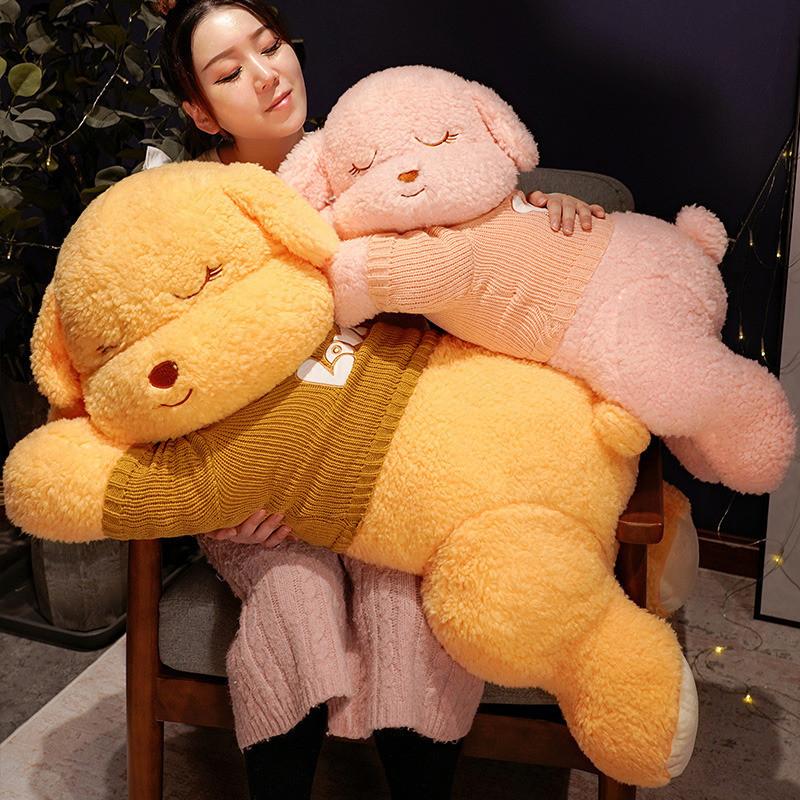 Sweater Lying Dog Plush Toy Cartoon Stuffed Animal Doll Back Decoration Cushion
