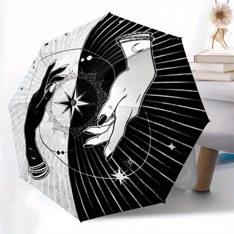 1pc Moonlight Stars Automatic Open/Close Umbrella with Windproof, Functional Design, 8-Rib Sturdy Canopy