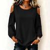 Damen Lässiger Langarm Farbiger Sweatshirt Pullover Top für den täglichen Gebrauch