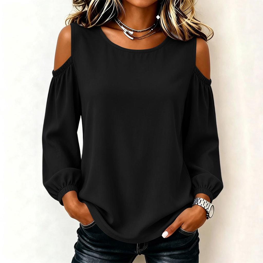 Damen Lässiger Langarm Farbiger Sweatshirt Pullover Top für den täglichen Gebrauch