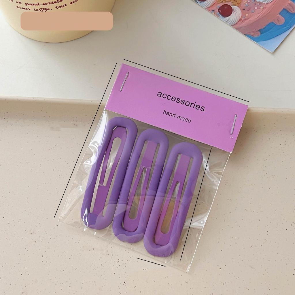 Épingles à cheveux simples givrées pour filles, 3 pièces, pinces à cheveux carrées, ovales, Triangle, pour enfants, épingles à cheveux, cliquez sur clac