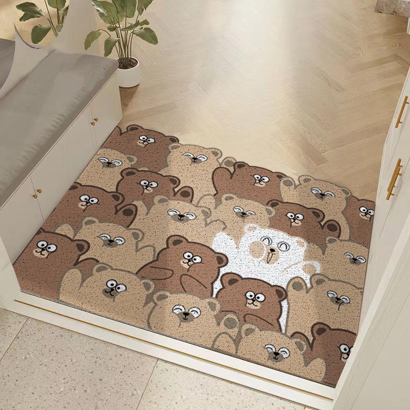 Cute Animal Entrance Door Rubbing Soil Foot Pad Waterproof Non-Slip Silk Ring Floor Mat Household Living Room Bathroom Door Mat