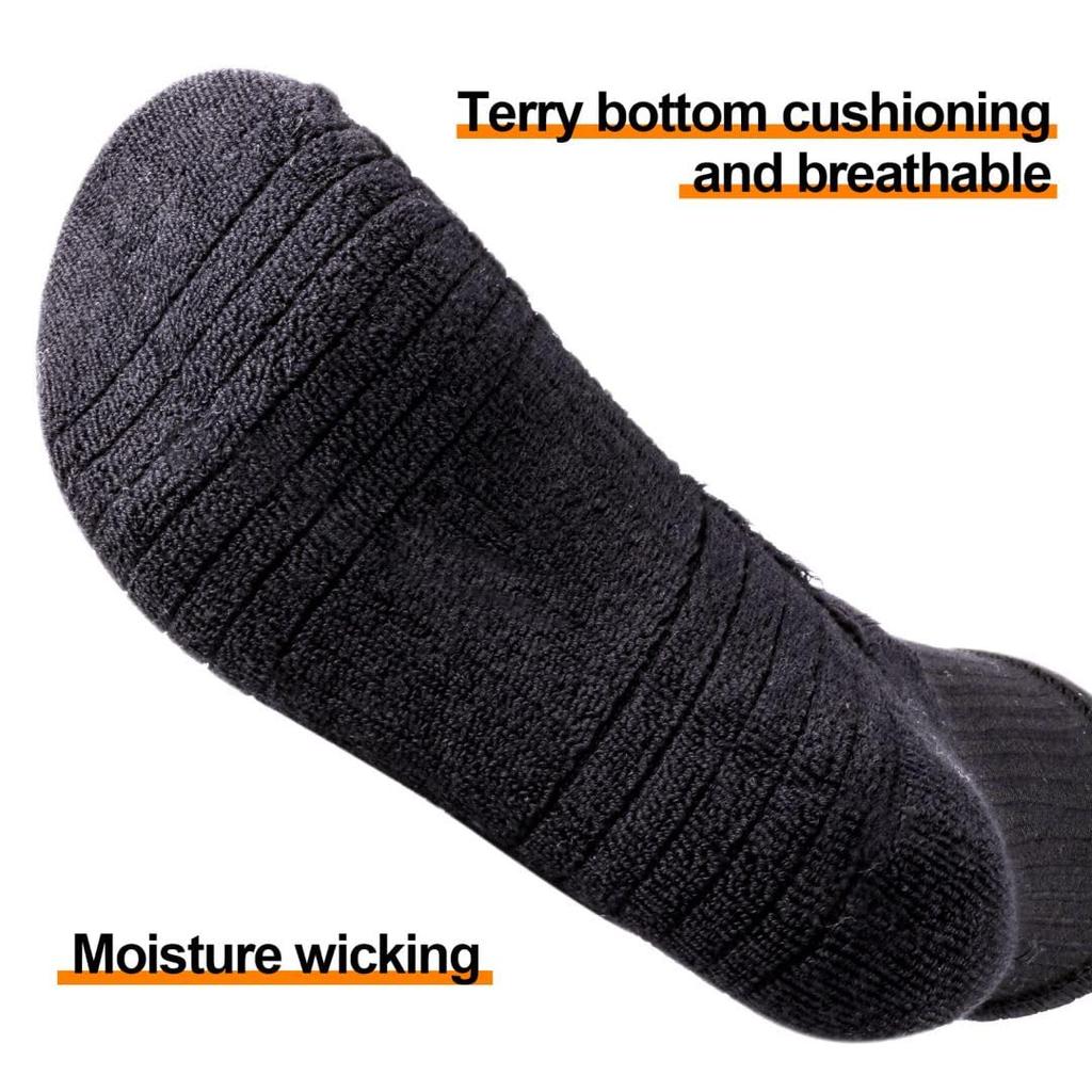 YUEDGE White Cotton Cushioned Crew Thick and Warm for and Sizes 6 Pairs Men's Socks, Winter, Hiking, Work, 25-27cm,