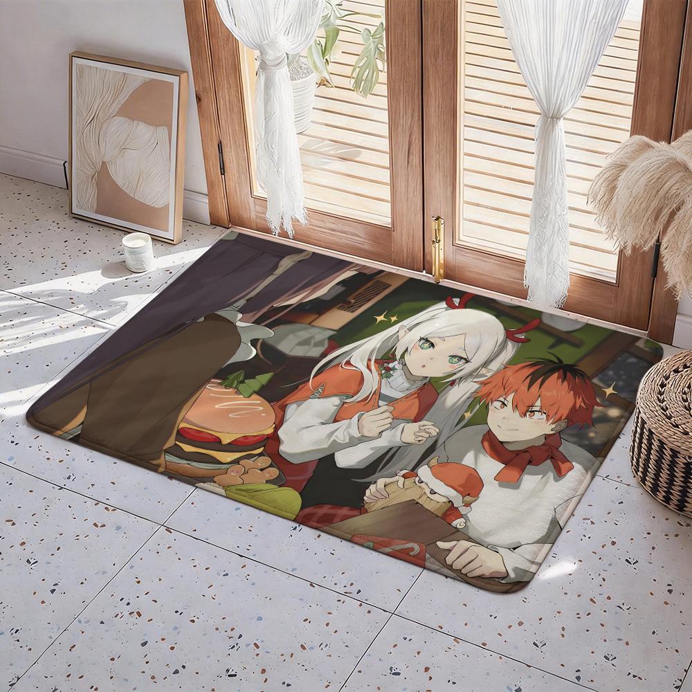 Anime Frieren: Beyond Journey's End Floor Mat Eco Flannel Doormat Non Slip Odorless Indoor Floor Rug Soft Short Plush Home Mat
