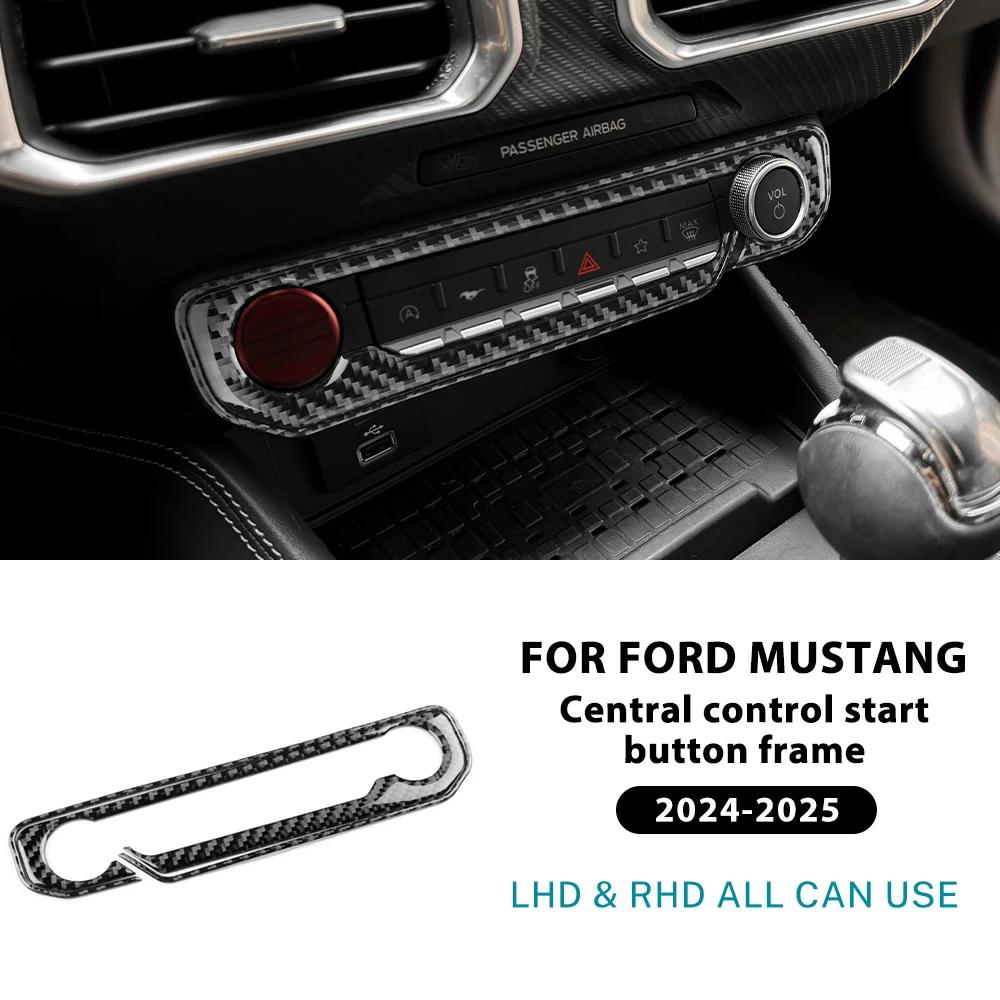 Real Soft Carbon Fiber Sticker For Ford Mustang GT 2024 2025  LHD RHD Car Central Control Star Button Interior Trim Accessories