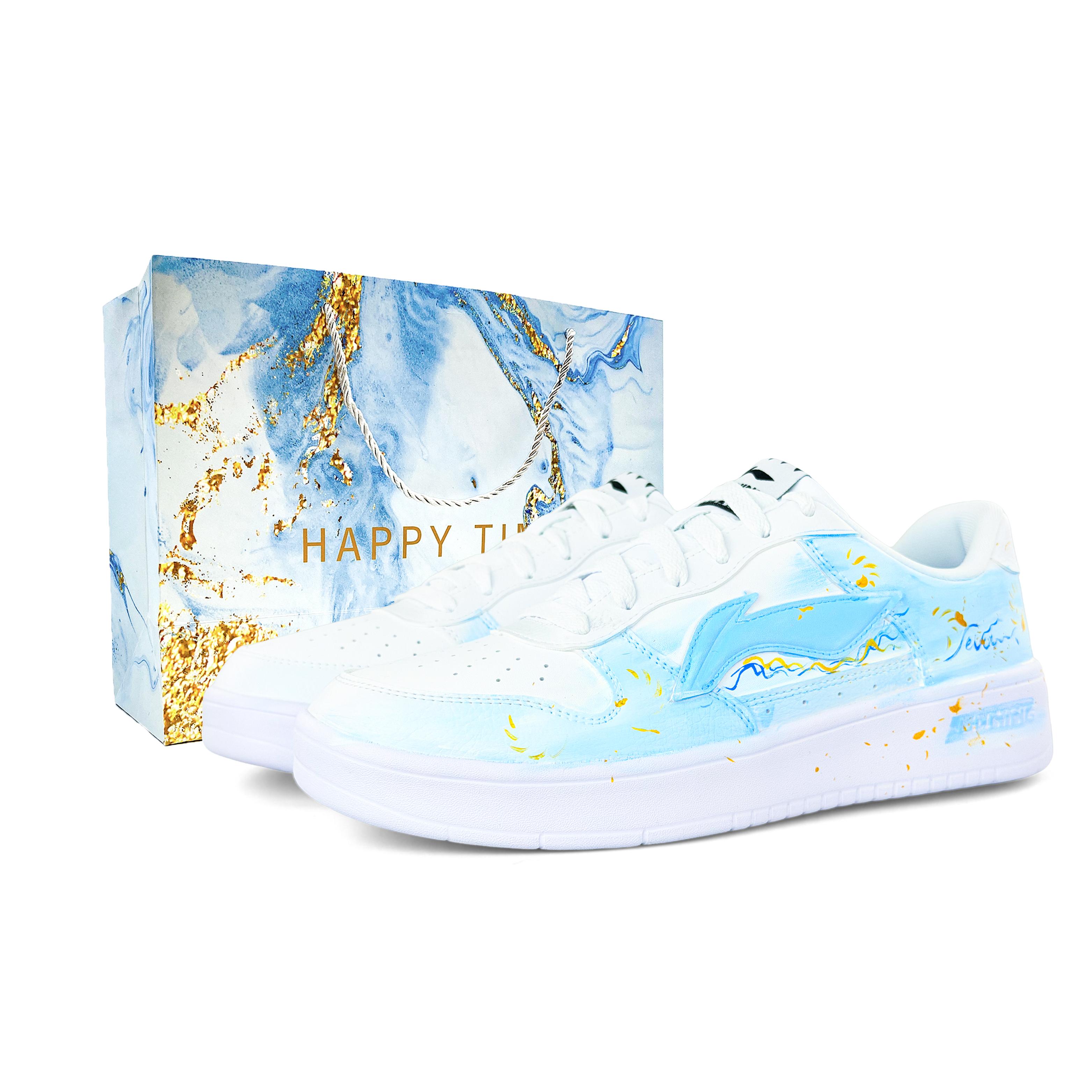 Li Ning Скользящая лодка Нескользящие, Износостойкие, Легкие Низкие Кеды для Скейтборда Унисекс AGCS419-1(Команда169-ЛД) 37.5