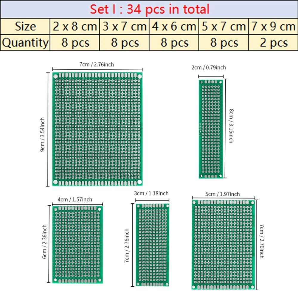 4-40 buc. Circuit PCB universal Protoboard Placă dublu față 2x8 3x7 4x6 5x7 7x9CM Stripboard Placă de prototipare Kit electronic DIY