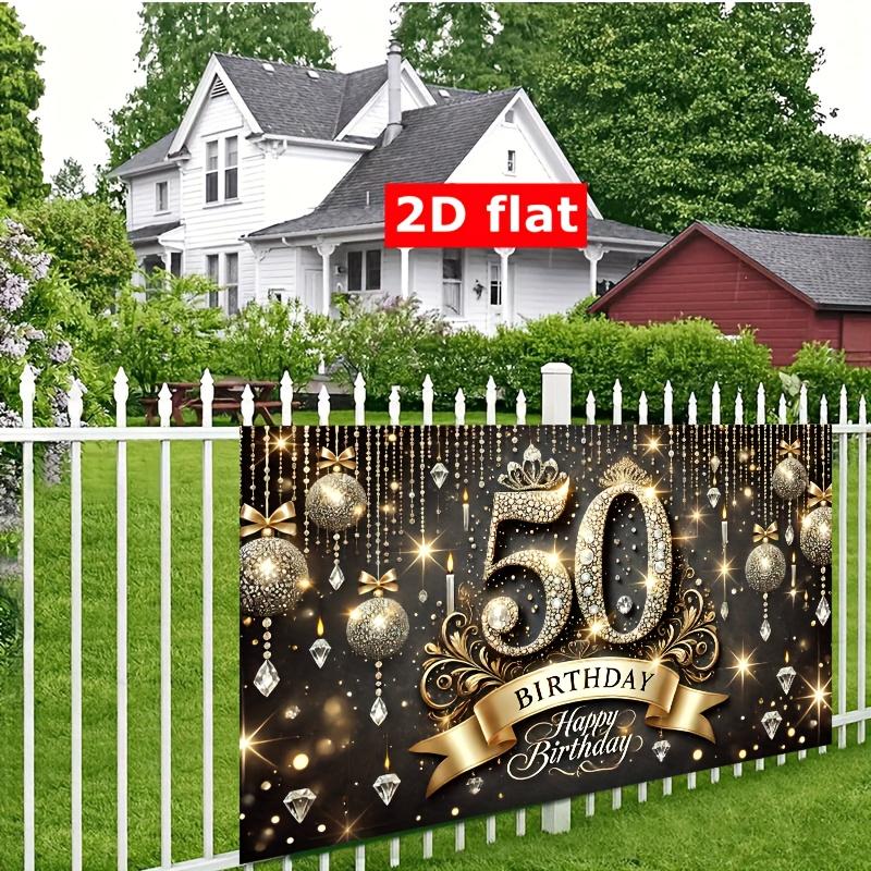 1 piece of 2D flat curtain for 50th birthday polyester photo background cloth party banner and flag birthday supplies