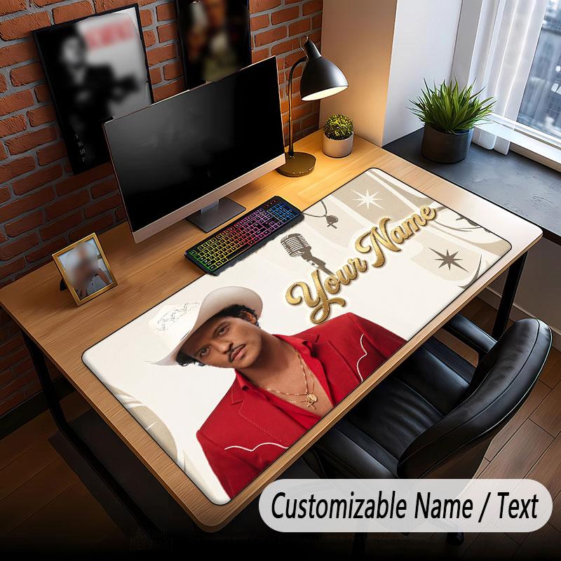 Custom Name Extended Mouse Pad,Bruno Mars Gaming Desk Mat For Home Office Desktop Decor