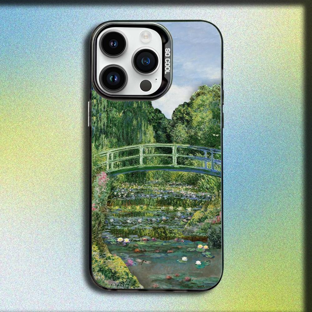 

Чехол для телефона Сад Клода Моне для iPhone 16,15,14,13,12,11,Mini,Pro,SE,MAX Серый Матовый Силиконовый Черный Чехол iPhone14