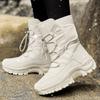 36-42 Stivali da Neve Invernali da Donna Scarpe di Cotone Scarpe Calde Ispessite Stivali di Cotone Antifreddo Scarpe da Trekking Bianche
