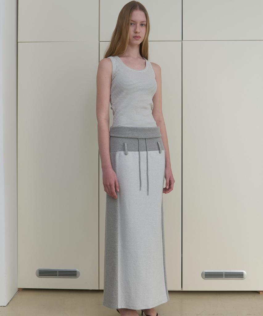 Majone Dual-Way Detail Skirt_Melange