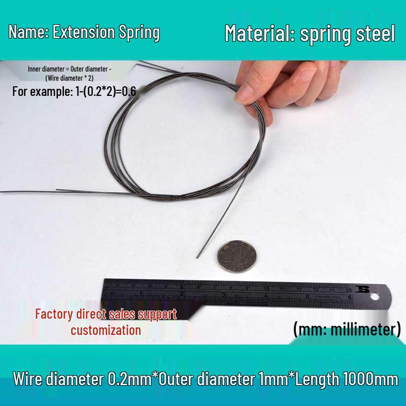 1m Spring Coil Extension with Hook - Strong Tensile Force, Thin Soft Sheath, for Tarpaulins & Sliding Doors