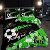 3pcs Bedding Set Black Green Football Print Cozy Duvet Cover Set King Queen Twin Single Size Birthday Gift Adult Bedroom Decor