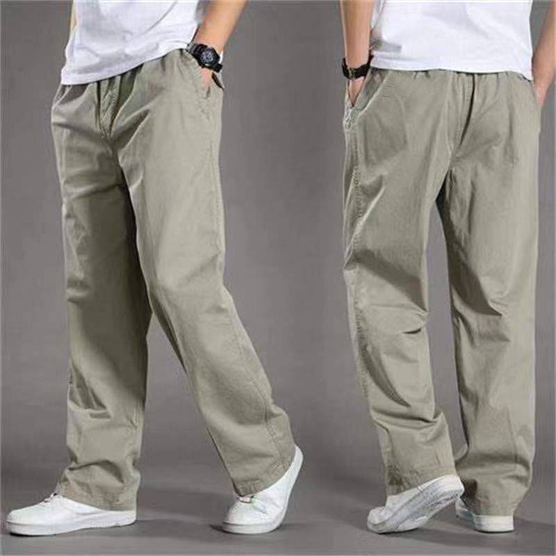 

Men s Spring Solid Color Straight Casual Pants Plus Size Loose Zipper Comfortable Pants M