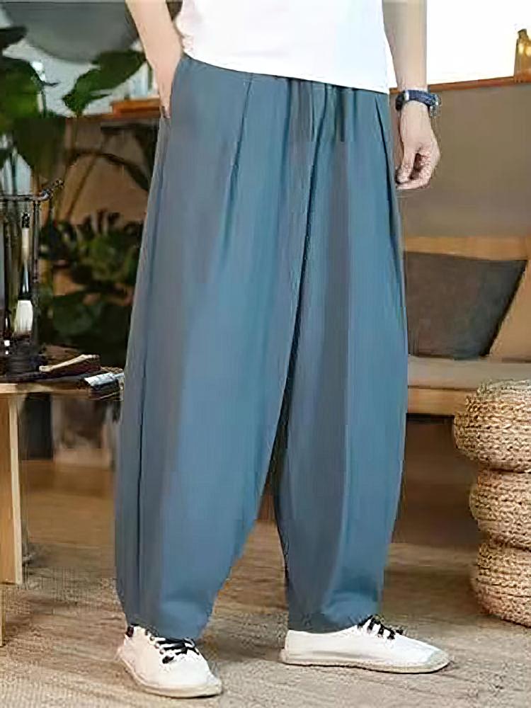 Baggy Pants Men Casual Wide Leg Oversize Jogger Trousers Vintage Drawstring Sport Sweatpants Male