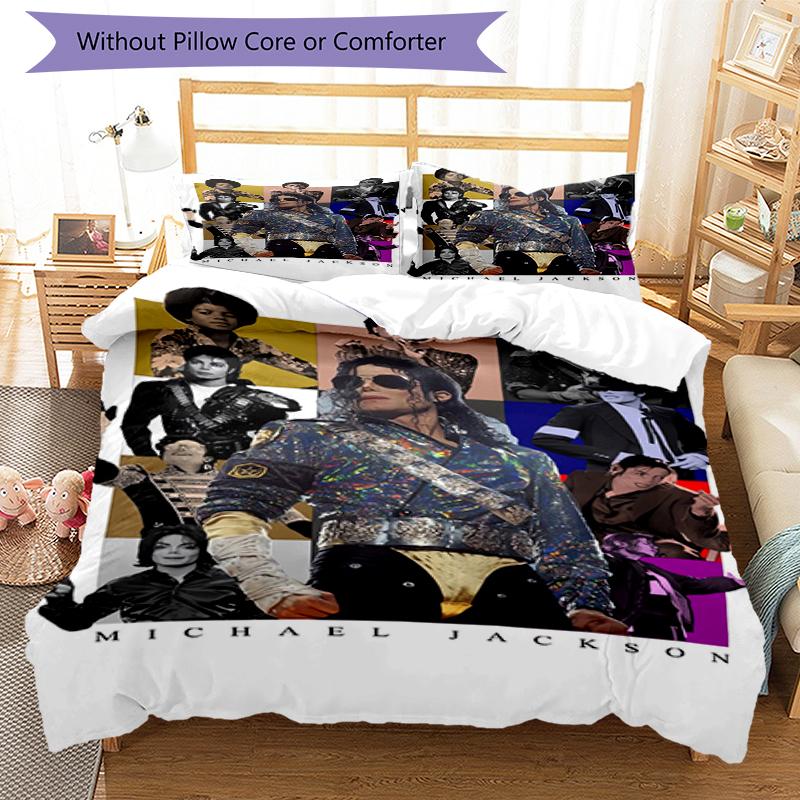 3pcs Michael Jackson Bedding Set Duvet Cover Closure Includes 1 Duvet Cover & 2 Pillowcases, Soft and Comfortable for All Seasons.