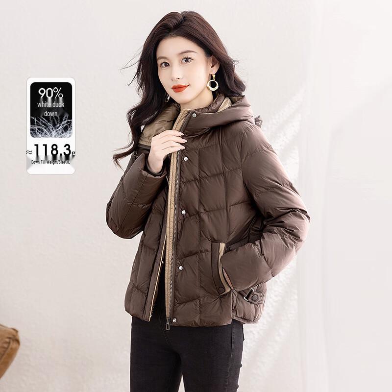 

Женская куртка SIBOSHE с капюшоном и цветовыми блоками, 90% пух XL