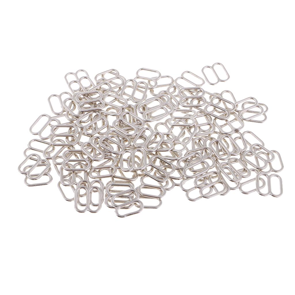 100 Alloy Bra Strap Adjustment Sliders 8 Shape Buckle Sewing Fastener Clips for Undergarment Bikini and Lingerie Accessories
