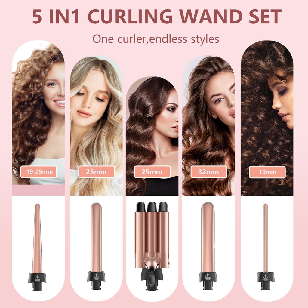 New Arrival Hair Curlers Roller 5 In 1 Interchangeable System PTC Heater For Beauty Training Home Global Travel Hair Curler