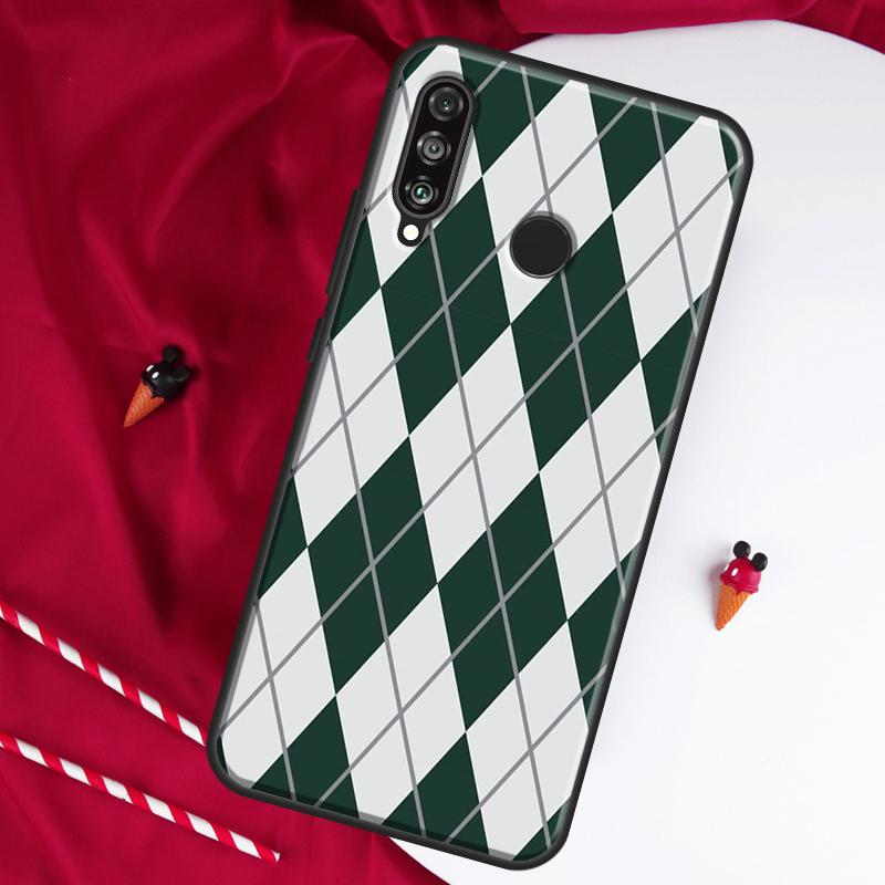 Blue Argyle Pattern For Huawei Nova Y61 Y70 Y90 Y60 Y72 Y91 12s 12i 11i 7i 8i 9 10 SE P60 Pro P30 P40 Lite Case