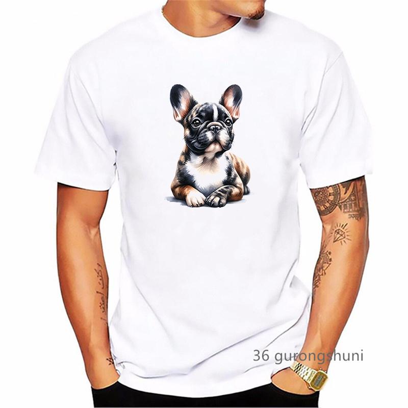 Funny French Bulldog Dog Animal Printed T Shirt Men Clothes 2024 Summer Fashion Tops Tee Shirt Homme Harajuku Kawaii Shirt
