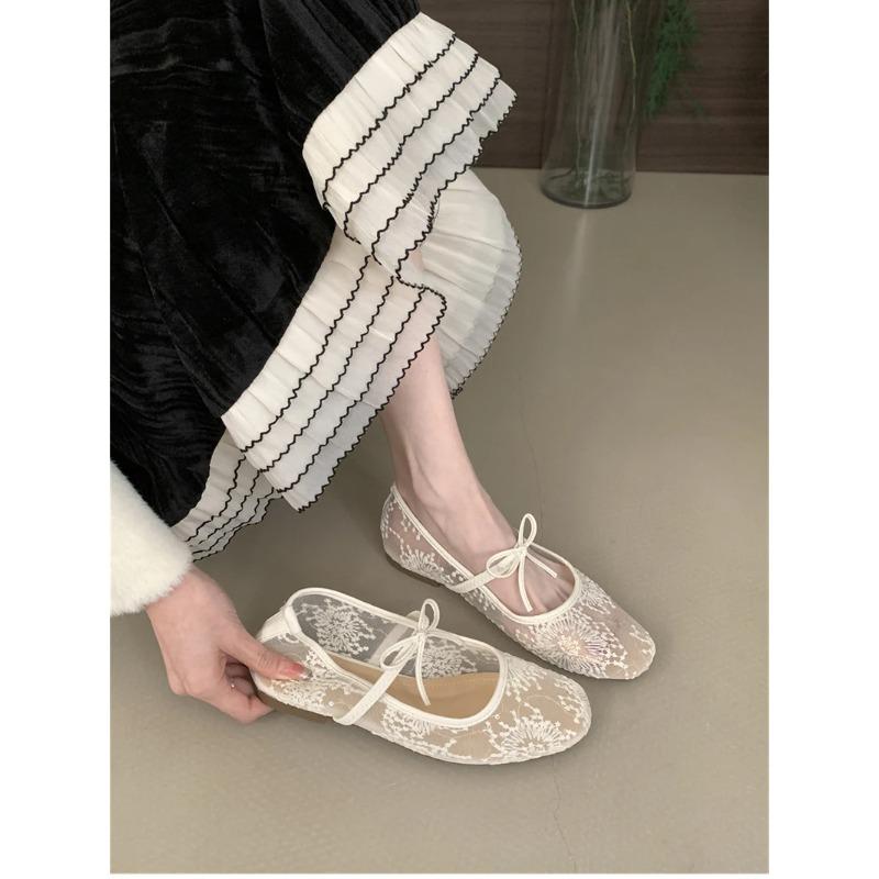2025 Spring Lace Women Mary Jane Shoes Fashion Slip On Comfort Street Style Soft Sole Female Dress Flats Shoes