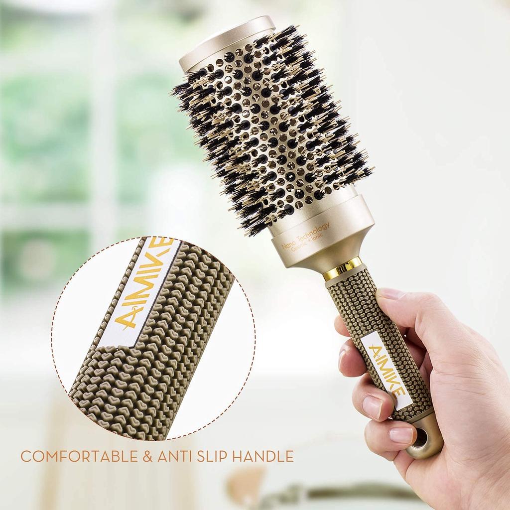 Lockiges Haar-Styling-Zylinderkamm, Salon, flauschiger Haarkamm, Gold-Keramik-Luft-Aluminiumrohr, thermisches Schwein, Koteletten, Rollkamm