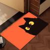 Kawaii Cute Black Cat Door Mat Bath Microfiber Decorative Versatile Flannel Floor Mat Quick Dry Absorbent Non-slip Sole