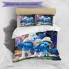 3pcs Duvet Cover Set (1*Duvet Cover + 2*Pillowcase, Without Core), Blue Smurfs Print Bedding Set, Bedroom Decor, All‑Season, Birthday Gift