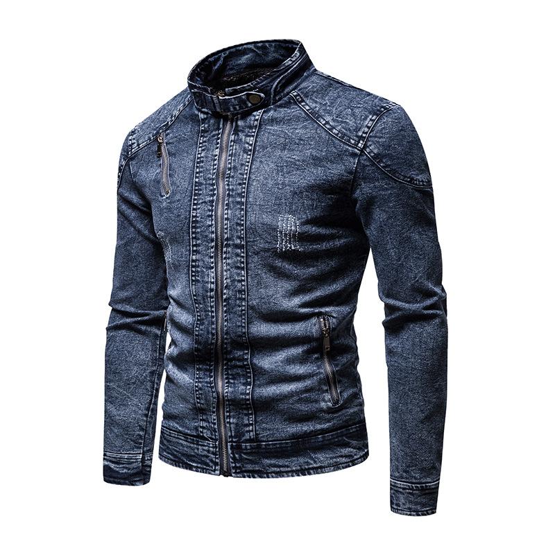 Nová džínová podzimní a zimní sametová retro džínová bunda pánská trendy slim pracovní bunda v korejském stylu