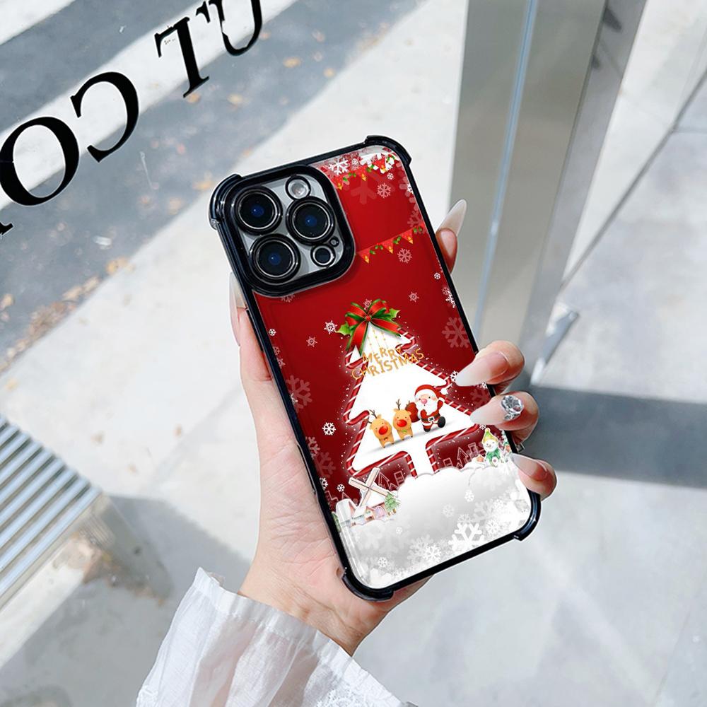 Ae114 Merry Christmas Christmas tree art Electroplated TPU Phone Cases for Samsung A54 A12 A14 S22 S23 S24 Ultra A55 A15 Four Corner Protection Cover
