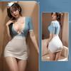 Cosplay Costumes Tight Deep V Lace Short Bag Hip Skirt Flight Attendant Uniform Temptation Youth Sexy Lingerie Sexy  Sex Shop