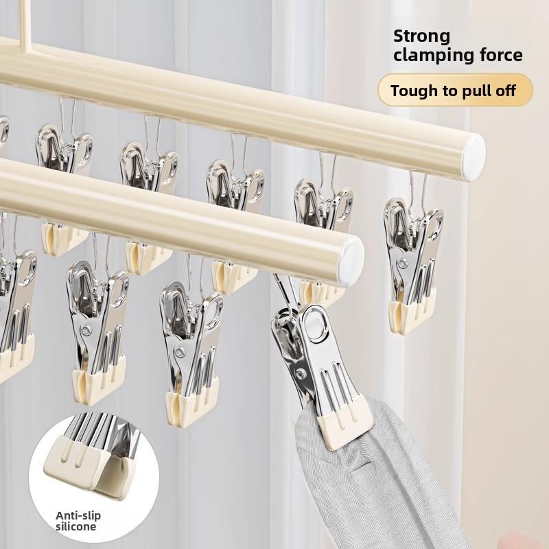 Multi-Clip Multifunctional Balcony Anti-Slip Windproof Clothes Drying Rack