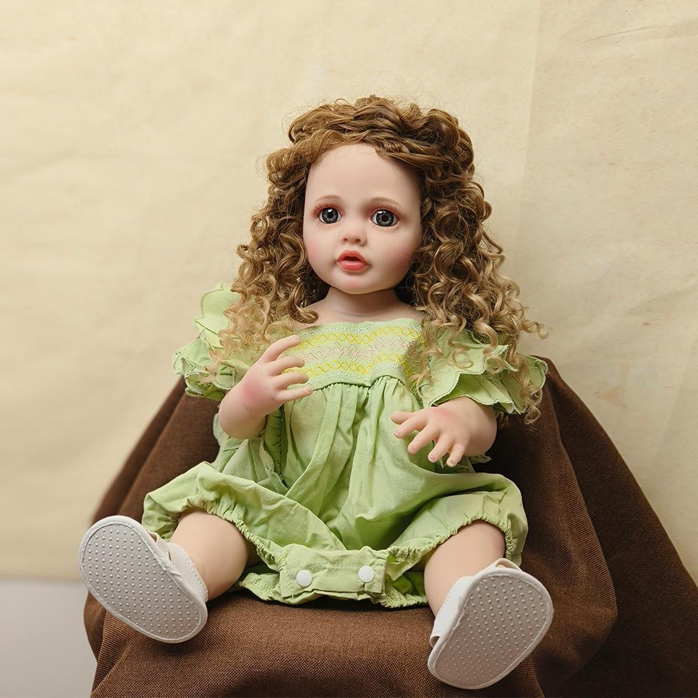 22'' 55cm Full Vinyl Reborn Baby Doll Betty Lovely Baby Girl Doll with Africa Popular Afro Hair Lifelike Princess Toddler Simulation Dolls for Kids