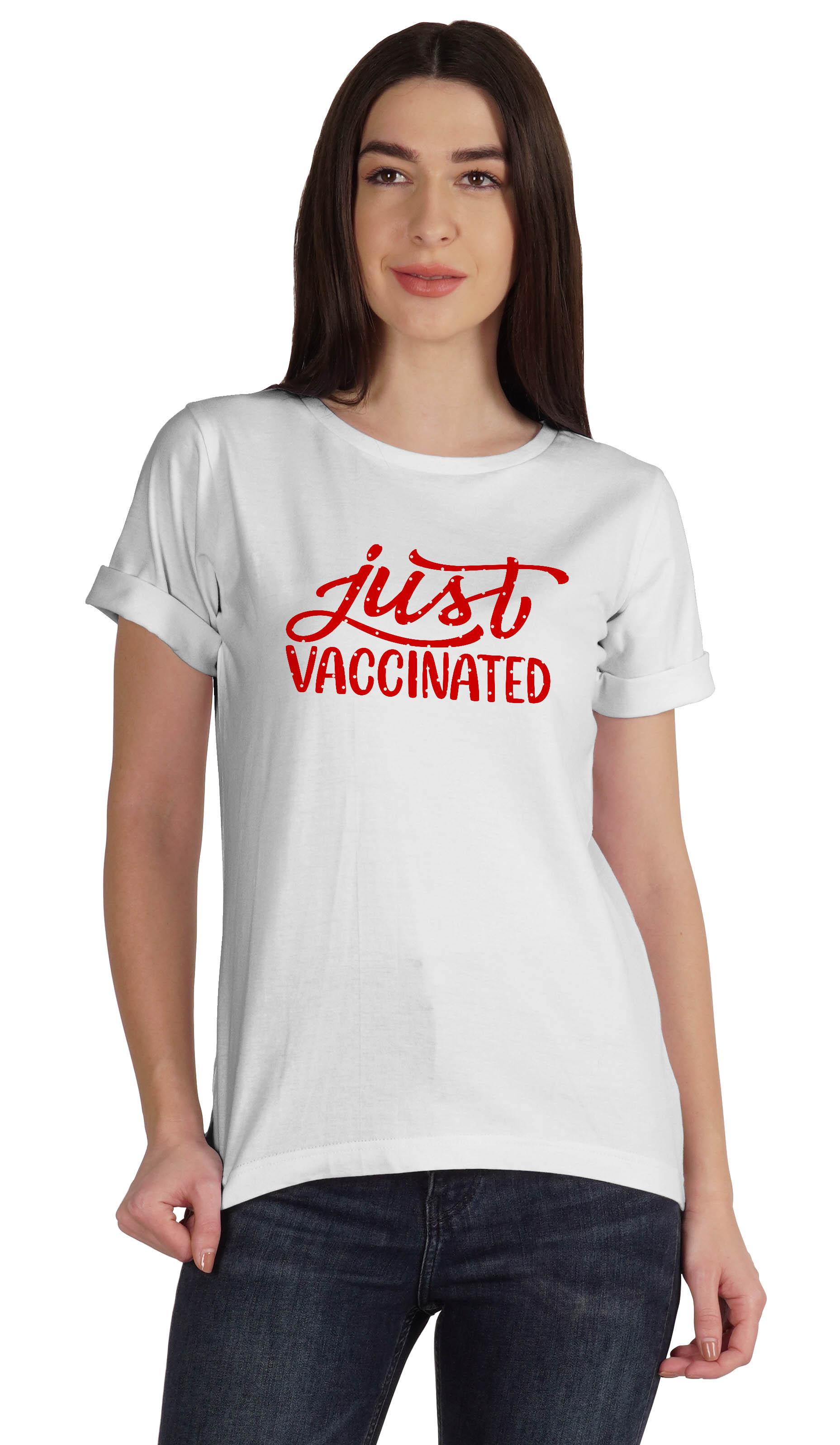 

Inkmeso Just Vaccinated Смішна про-вакцинна футболка для жіночої сорочки з зображенням XXL білий