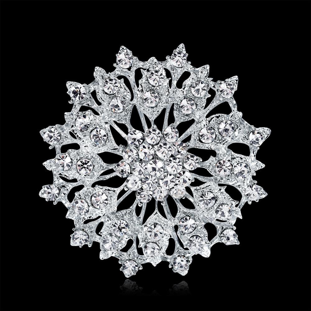 

Alloy Silver Plated Water Drilled Brooch With Floral Design For Women Fashion Accessories