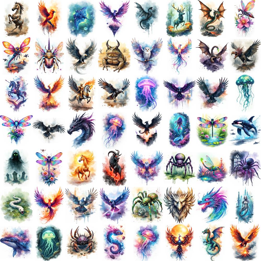 28pcs Temporary Tattoo Dragon Watercolor Unicorn Spider Waterproof Long-lasting Body Stickers Owl For Chest Shoulders Arms