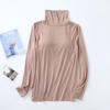 Modal Padded High Neck Long Sleeve Slimming T-Shirt with Built-in Bra for Women - Autumn/Spring.