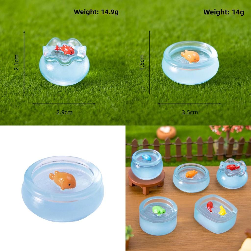 Resin Fish Tank Noctilucent Miniature Dollhouse Decor For Birthday Party Tabletop Ornament