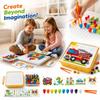 Peg Puzzle Toy Set for Kids, 3D with 10 Pattern Cards, 0, 2 Tweezers, Storage Box