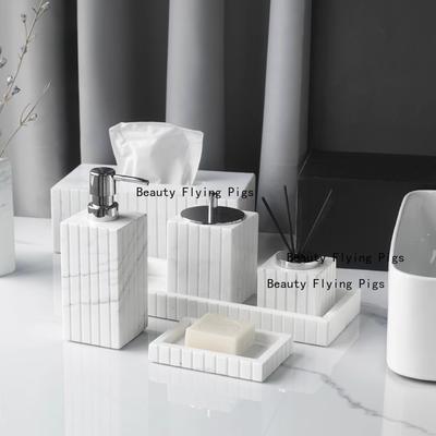 1pc Marble Bathroom Toiletries Bathroom Accessories Tissue Box Household Storage Tray Lotion Bottle Rinsing Cup Soap Dish