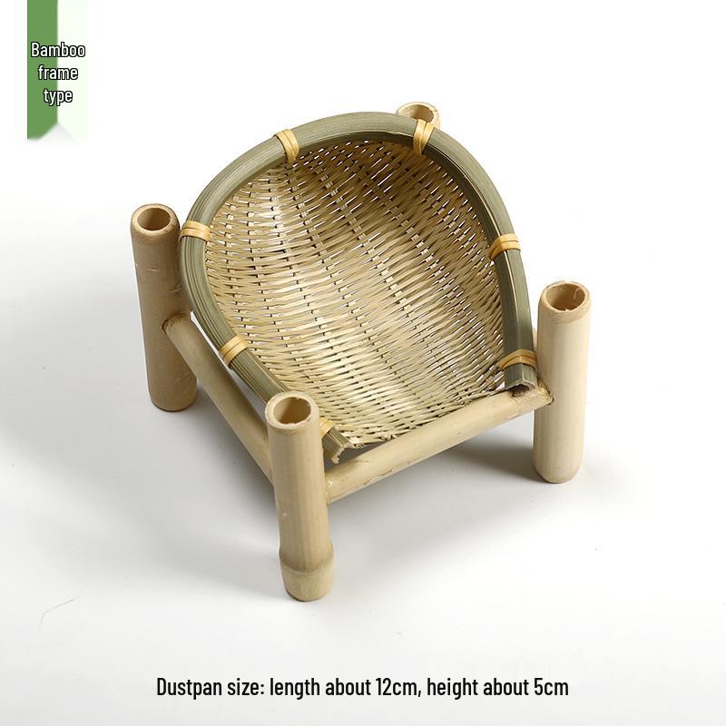 Handmade Bamboo Woven Basket Set - Round Winnowing Basket and Snack Plate for Hotel or Restaurant Use