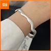 100% Solid 925 Sterling Silver Retro Bracelet for Women Geometric Wave Line Handmade Sparkling Simple Bracelet Birthday Gift
