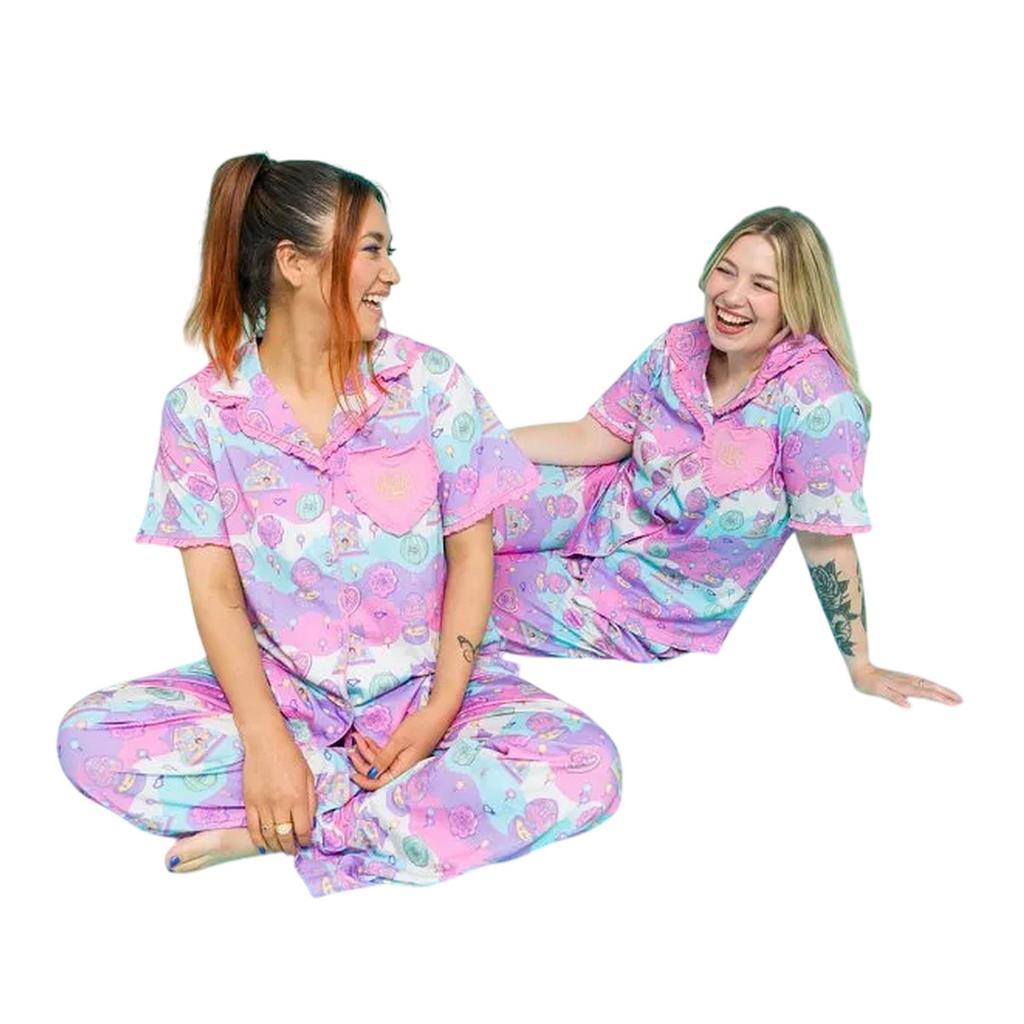 Polly Pocket Womens/Ladies Frill Button-Down Pyjama Set