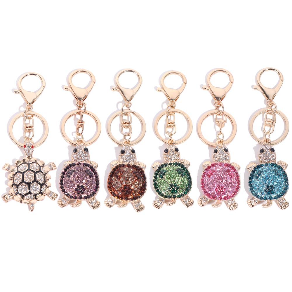 Mini Cartoon Turtle Keychain Zinc Zinc Alloy Rhinestones Turtle Pendant  Girls Boys