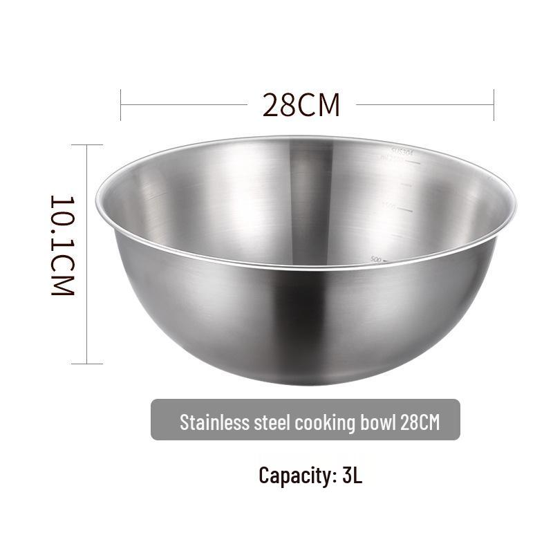 304 Stainless Steel Kitchen Basin: Wash Veggies, Knead Dough, Beat Eggs, or Mix Salads. Thick, Durable Design for Household Use.