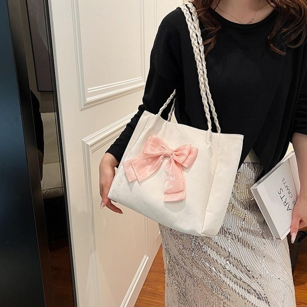 Large Capacity Bow Shoulder Bag PU Crossbody Bag Versatile Women's Shoulder Bag Daily Commute